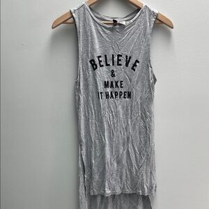 Divided Gray Tank Top with Inspirational Text